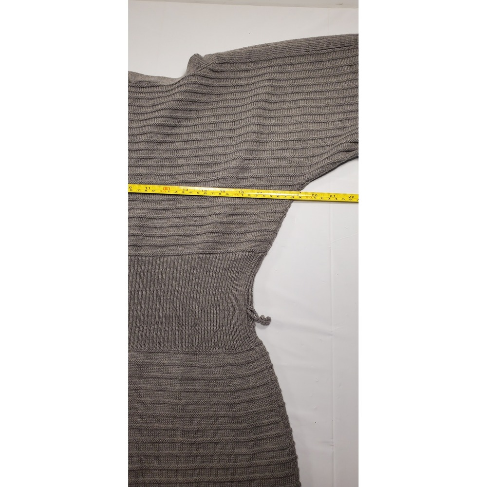 Signature by Sangria Gray Ribbed Knit Batwing Sleeve Zipper Dress Women's M - Picture 3 of 9